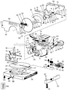 Page A Diagram and Parts List for 9425 Type 1 Black and Decker Miter Saw